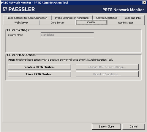 PRTG Administration Tool: Cluster