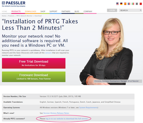 Download PRTG Network Monitor